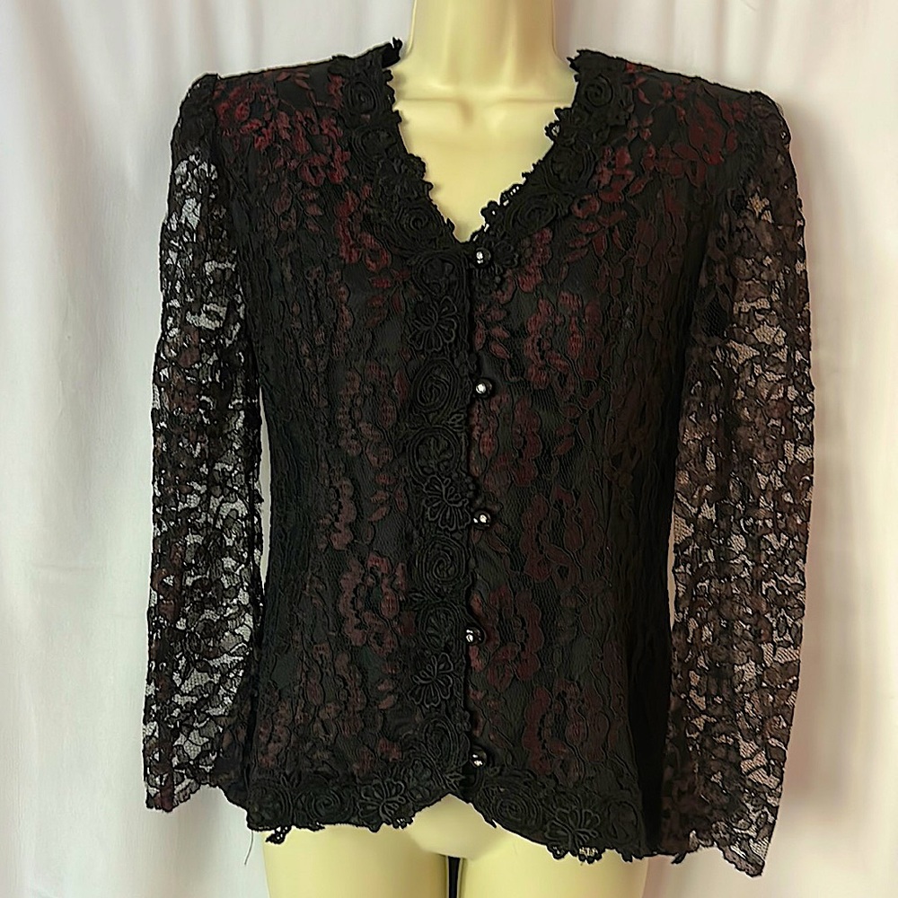 Zeeba New York Beautiful Vtg Gothic Floral Lace Jacket Coat **Approx Size S** - Picture 1 of 6